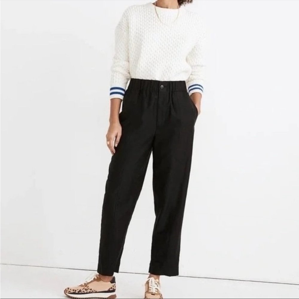 Madewell Tapered Huston Pull-On Crop Pants in black size small